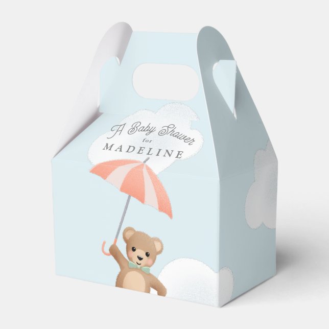 Classic Teddy Bear Pastel Baby Shower Favor Box (Front Side)