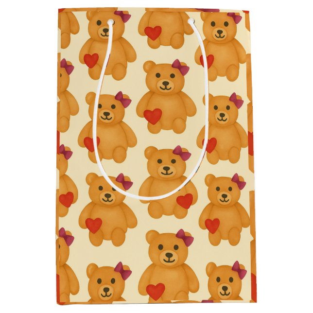 Classic Teddy Bear Pattern  Medium Gift Bag (Front)