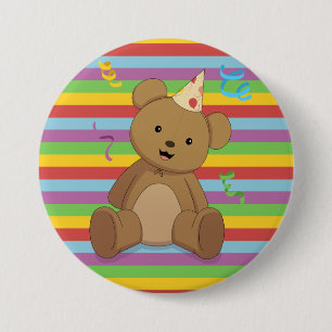 Classic Teddy Bear Toddler Birthday Favor 3 Inch Round Button