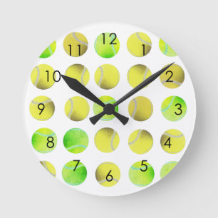 Classic Tennis Ball Pattern Player White  Round Clock