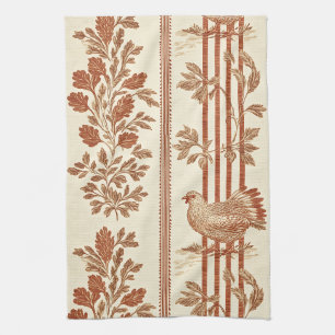 Classic Terracotta Barn Hen Toile Pattern Kitchen Towel