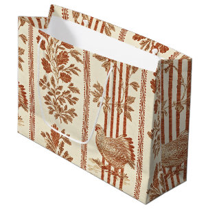 Classic Terracotta Barn Hen Toile Pattern Large Gift Bag