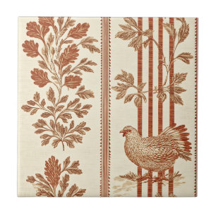 Classic Terracotta Barn Hen Toile Pattern Tile