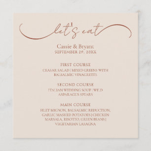 Classic Terracotta Moderne Script Menu Mariage