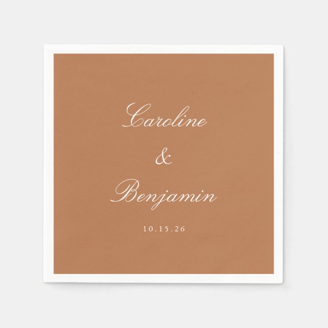Classic Terracotta Script Elegant Wedding Custom Napkin (Front)