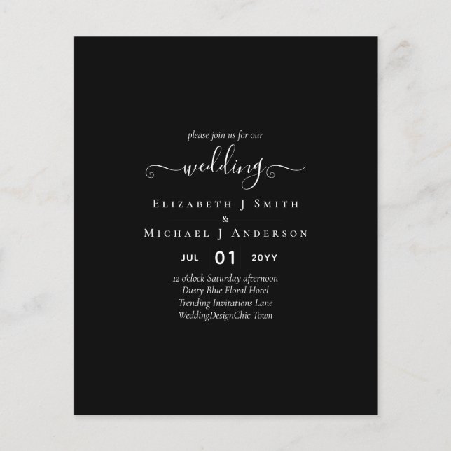 Classic TEXT ONLY Minimalist BUDGET WEDDING Flyer (Front)