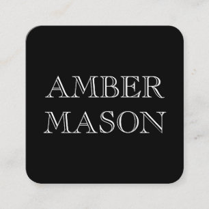 Classic Text Simple Minimalist Yellow Black Square Business Card