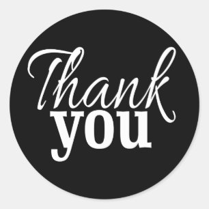 Classic Thank You Stickers   Black And White Seals