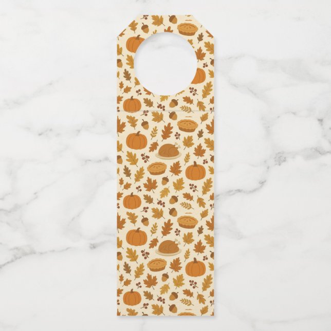 Classic Thanksgiving patterned  Bottle Tag (Front)