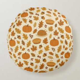 Classic Thanksgiving patterned Round Pillow