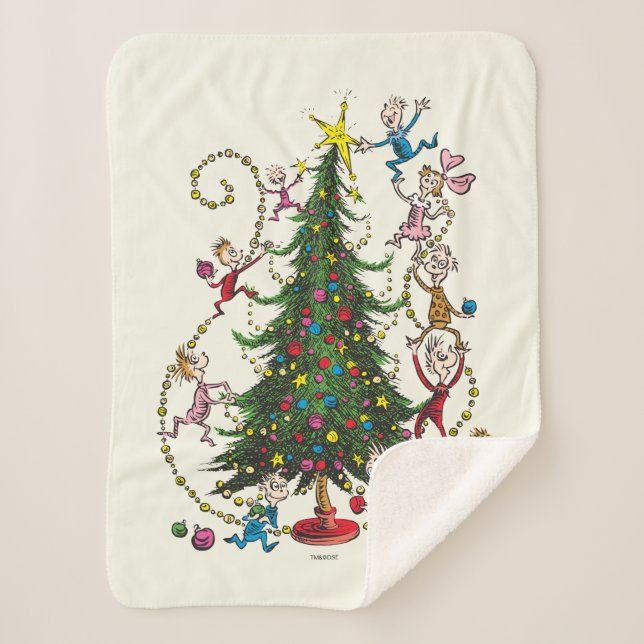 Classic The Grinch | Christmas Tree Sherpa Blanket (Front)