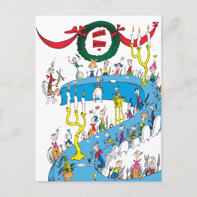 Classic The Grinch | Merry Merry Feast Holiday Postcard (Front)