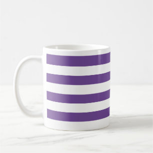 Classic Thick Purple and White Horizontal Striped  Coffee Mug