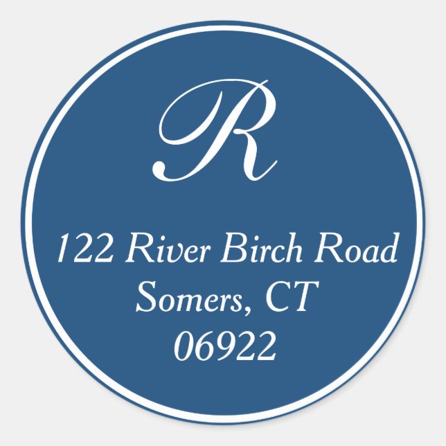 Classic Thin Border Monogram Address Seal Navy (Front)