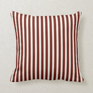 Classic Thin Stripes in Brick Red and Cream Throw Pillow
