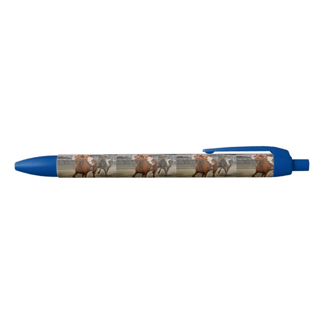Classic Thoroughbred Race Horse Wins Black Ink Pen (Top)