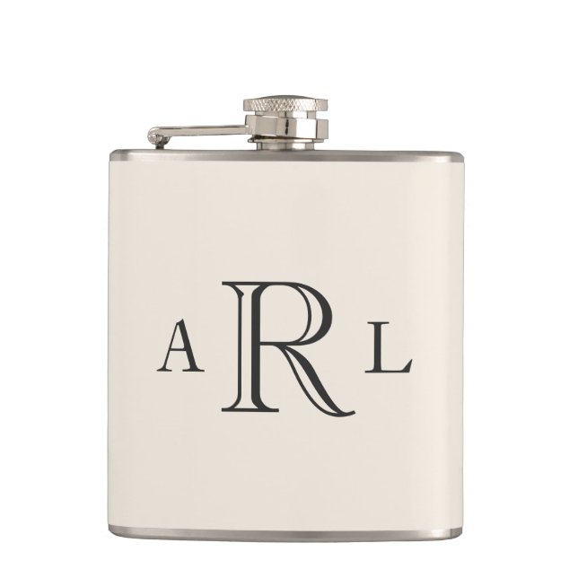Classic Three Letter Monogram Hip Flask (Front)