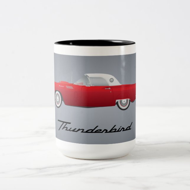 Classic Thunderbird Car Two-Tone Coffee Mug (Center)