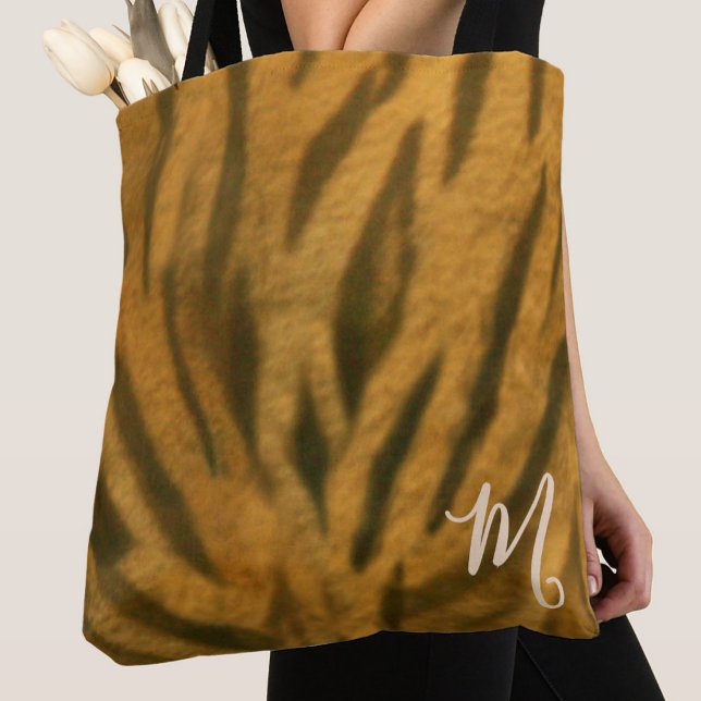 Classic Tiger Print Custom Monogram Tote Bag (Creator Uploaded)