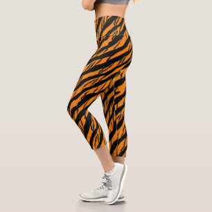 Classic Tiger Stripes Pattern Capri Leggings