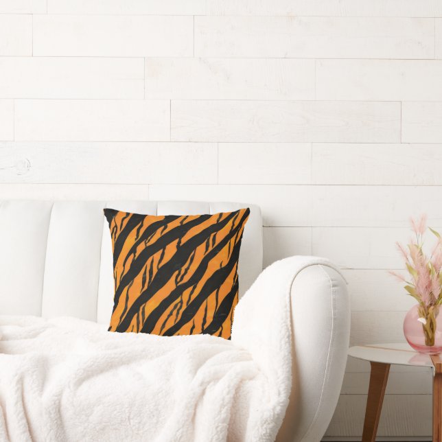 Classic Tiger Stripes Pattern Throw Pillow (Couch)