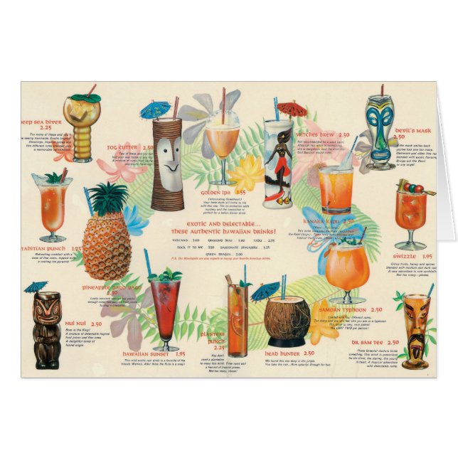 Classic Tiki Cocktail menu card (Front Horizontal)