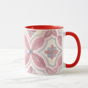 Classic tile pattern Red, blue and pink Retro gift Mug