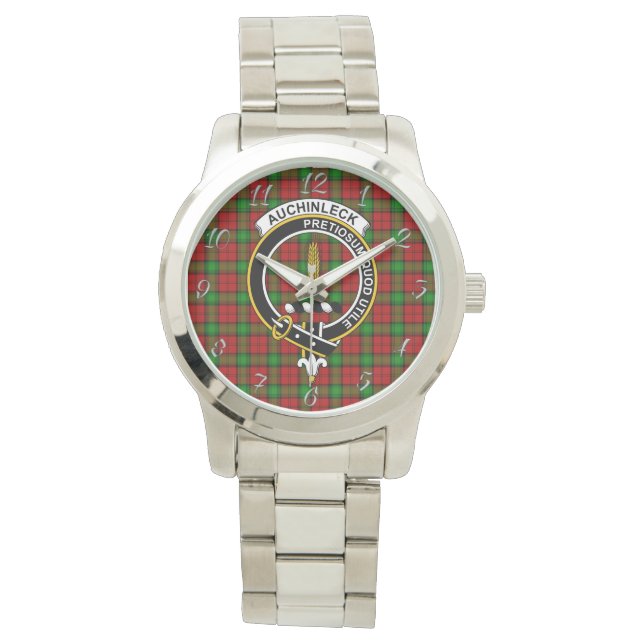 Classic Timeless Clan Auchinleck Tartan Plaid Gift Watch (Front)