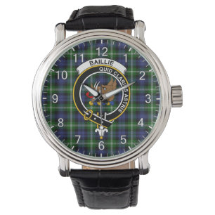 Classic Timeless Clan Baillie Tartan Badge Plaid Watch