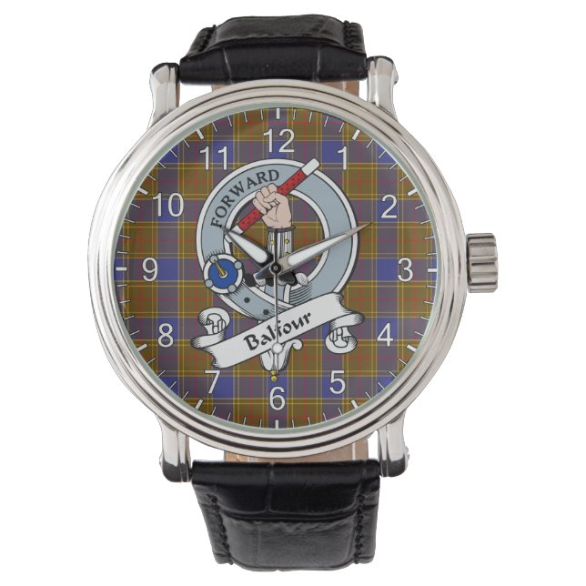 Classic Timeless Clan Balfour Modern Badge Tartan Watch (Front)