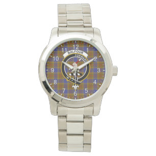 Classic Timeless Clan Balfour Modern Tartan Badge  Watch