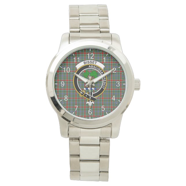Classic Timeless Clan Bisset Pattern Tartan Badge Watch (Front)