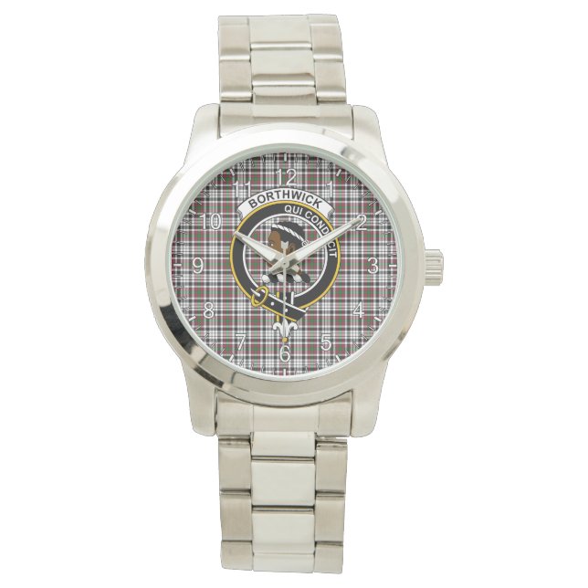 Classic Timeless Clan Borthwick Tartan Badge Plaid Watch (Front)