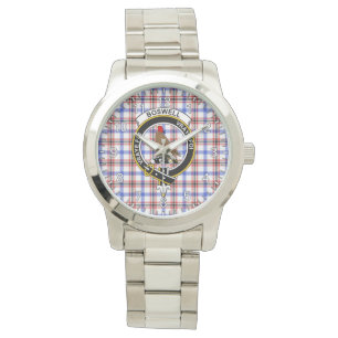 Classic Timeless Clan Boswell Modern Tartan Badge  Watch