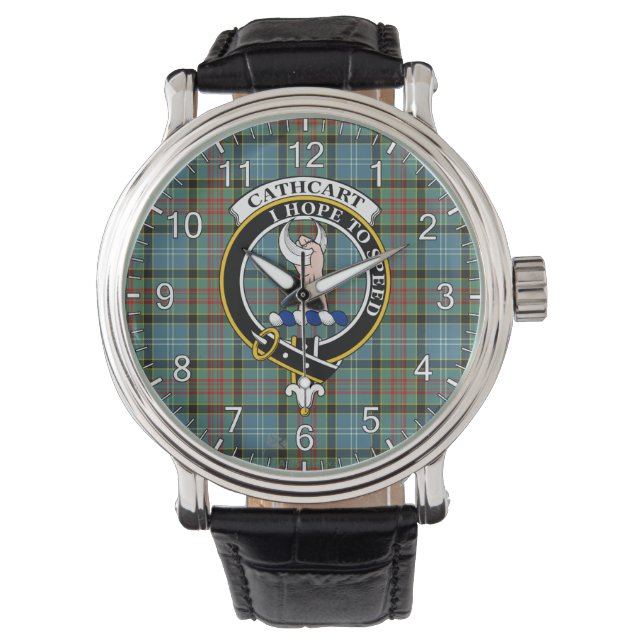 Classic Timeless Clan Cathcart Tartan Badge Plaid  Watch (Front)