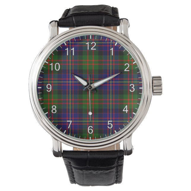 Classic Timeless Clan Chalmers Tartan Plaid Gift Watch (Front)