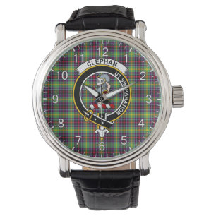 Classic Timeless Clan Clephane Tartan Badge Plaid  Watch