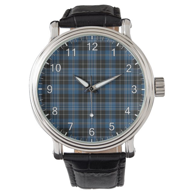 Classic Timeless Clan Clergy Blue Tartan Plaid Gif Watch (Front)