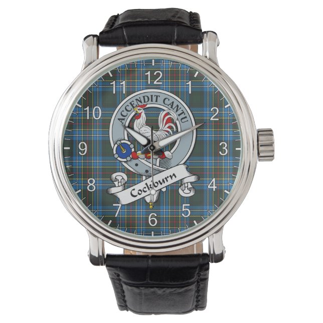 Classic Timeless Clan Cockburn Badge Tartan Watch (Front)