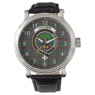 Classic Timeless Clan Crosbie Tartan Badge Plaid Watch