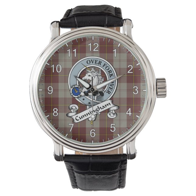 Classic Timeless Clan Cunningham Burgundy Badge Ta Watch (Front)