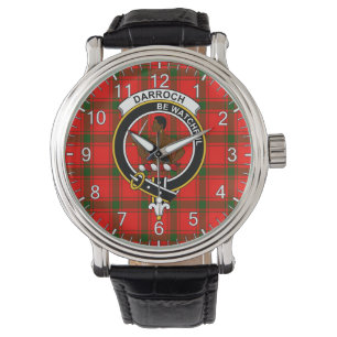 Classic Timeless Clan Darroch Tartan Badge Plaid  Watch