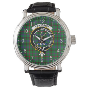 Classic Timeless Clan Davidson Modern Tartan Badge Watch