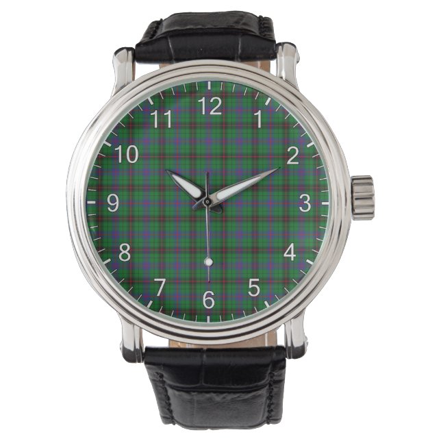 Classic Timeless Clan Davidson Modern Tartan Plaid Watch (Front)
