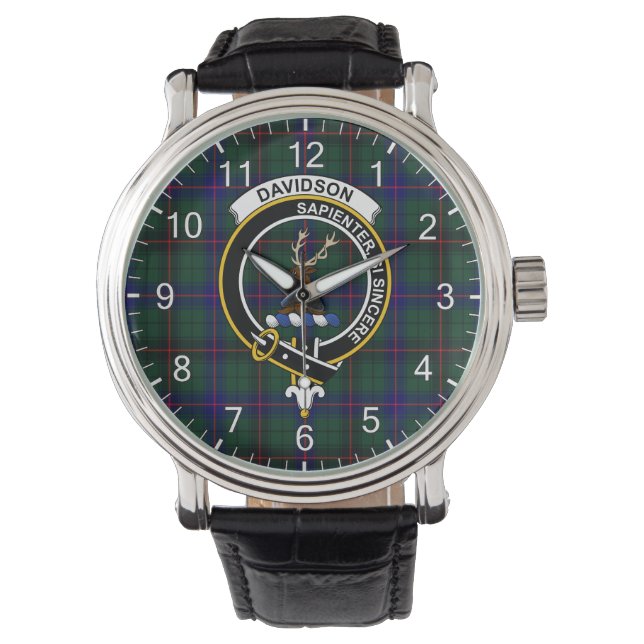 Classic Timeless Clan Davidson Tartan Badge Plaid  Watch (Front)
