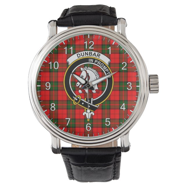 Classic Timeless Clan Dunbar Modern Tartan Badge Watch (Front)