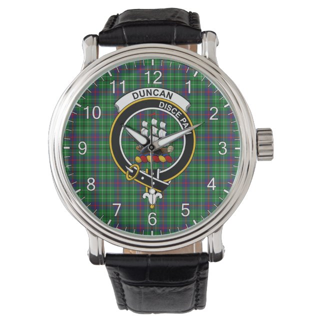 Classic Timeless Clan Duncan Tartan Badge Plaid Watch (Front)