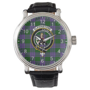 Classic Timeless Clan Elphinstone Tartan Badge Pla Watch