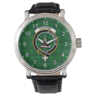 Classic Timeless Clan Erskine Hunting Tartan Badge Watch