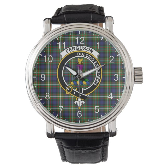 Classic Timeless Clan Ferguson Modern Tartan Badge Watch (Front)